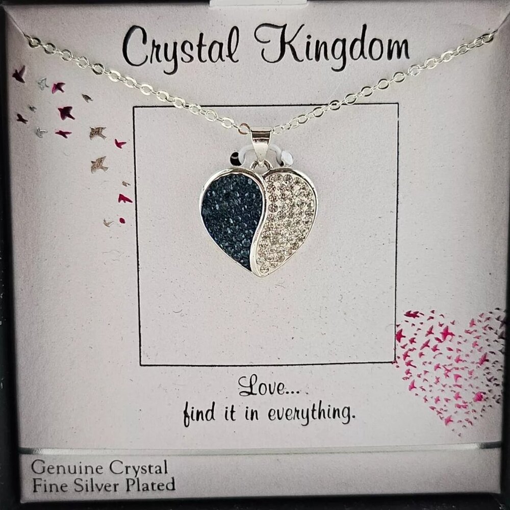 Crystal Kingdom Women Necklace Fine Silver Plated Genuine Crystal Pendant W/ Box